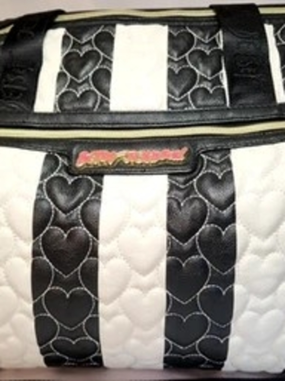 Betsey Johnson Black White Quilted Weekender